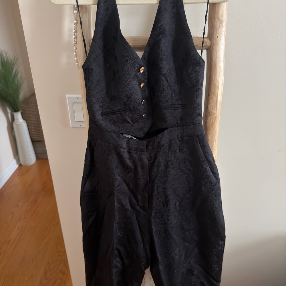 ZARA flower embroidered jumpsuit